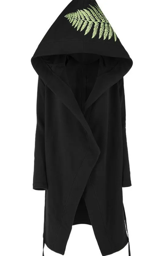 FOREST WITCH haft paproć Długa, gotycka bluza z paprocią-Restyle New