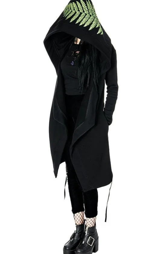FOREST WITCH haft paproć Długa, gotycka bluza z paprocią-Restyle New