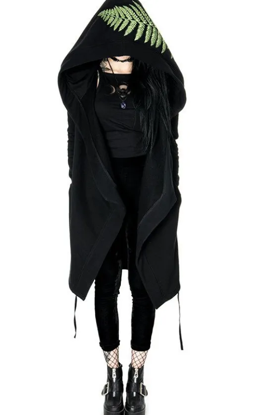 FOREST WITCH haft paproć Długa, gotycka bluza z paprocią-Restyle New