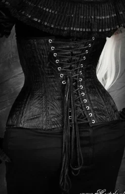 Gorset wyszczuplający talię czarny, longline, żakardowy, underbust „BLACK PEACOCK”-Restyle Discount