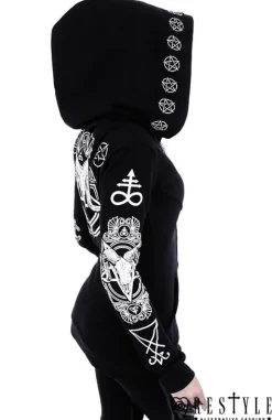 Gotycka bluza, Czaszka kozła, pentagramy, obszerny kaptur 