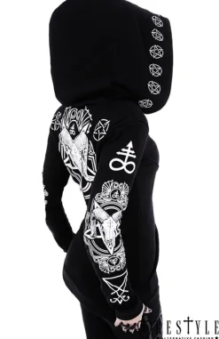 Gotycka bluza, Czaszka kozła, pentagramy, obszerny kaptur 