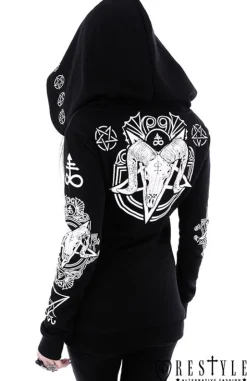 Gotycka bluza, Czaszka kozła, pentagramy, obszerny kaptur 