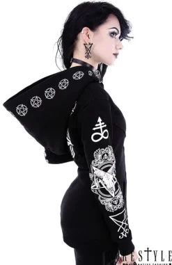 Gotycka bluza, Czaszka kozła, pentagramy, obszerny kaptur 