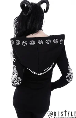 Gotycka bluza, Czaszka kozła, pentagramy, obszerny kaptur 