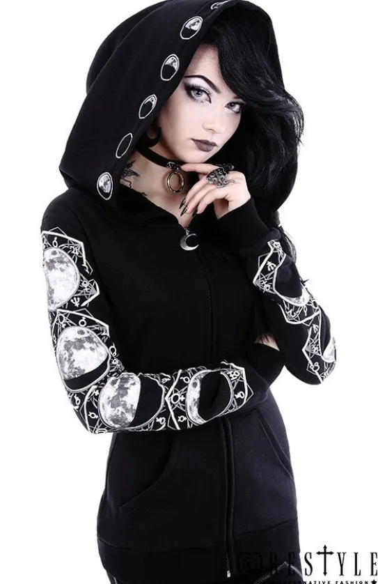 Gotycka bluza Fazy księżyca, obszerny kaptur "LUNAR HOODIE"-Restyle Best