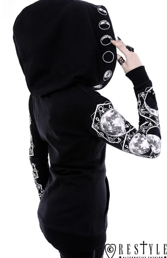 Gotycka bluza Fazy księżyca, obszerny kaptur "LUNAR HOODIE"-Restyle Best