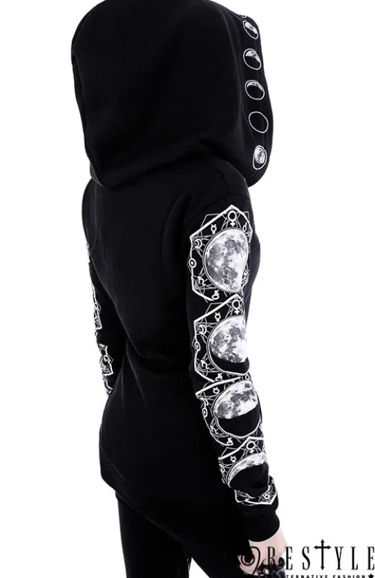 Gotycka bluza Fazy księżyca, obszerny kaptur "LUNAR HOODIE"-Restyle Best