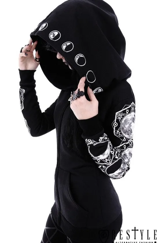 Gotycka bluza Fazy księżyca, obszerny kaptur "LUNAR HOODIE"-Restyle Best