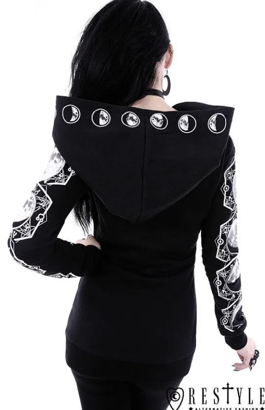 Gotycka bluza Fazy księżyca, obszerny kaptur "LUNAR HOODIE"-Restyle Best