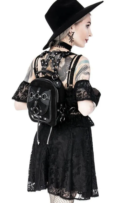 Gotycka koronkowa sukienka z obrożą i pentagramem-Restyle Fashion