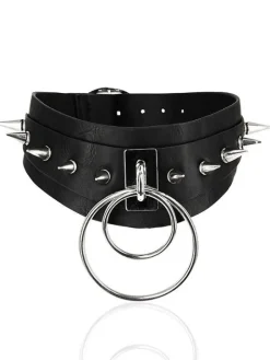 Gotycka obroża z kolcami DOUBLE SPIKED-Restyle Clearance