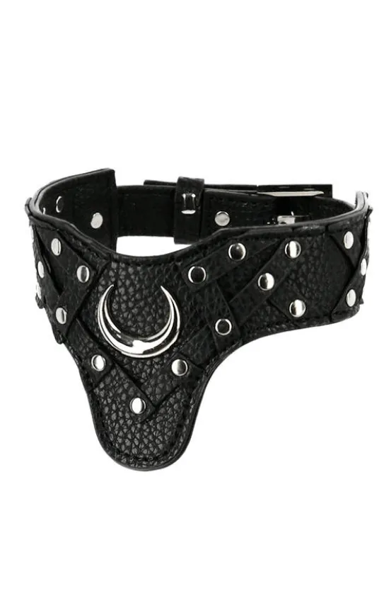 Gotycka obroża z księżycem COLLAR MOON HARNESS-Restyle Online