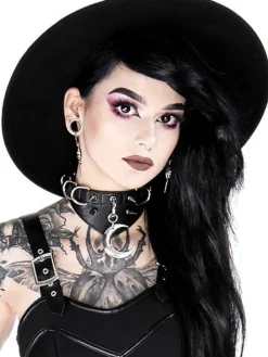 Gotycka obroża z księżycem MOON AND D-RING-Restyle Sale