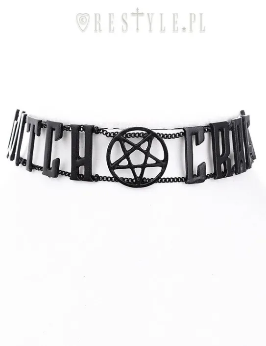 Gotycka obroża z napisem "WITCHCRAFT BLACK CHAIN COLLAR"-Restyle New
