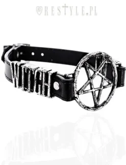Gotycka obroża z napisem WITCHCRAFT BLACK VEGAN CHOKER-Restyle Clearance