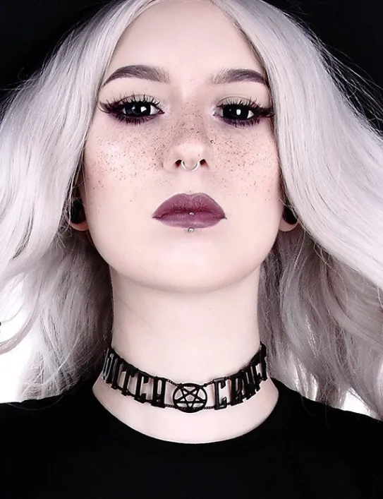 Gotycka obroża z napisem "WITCHCRAFT BLACK CHAIN COLLAR"-Restyle New