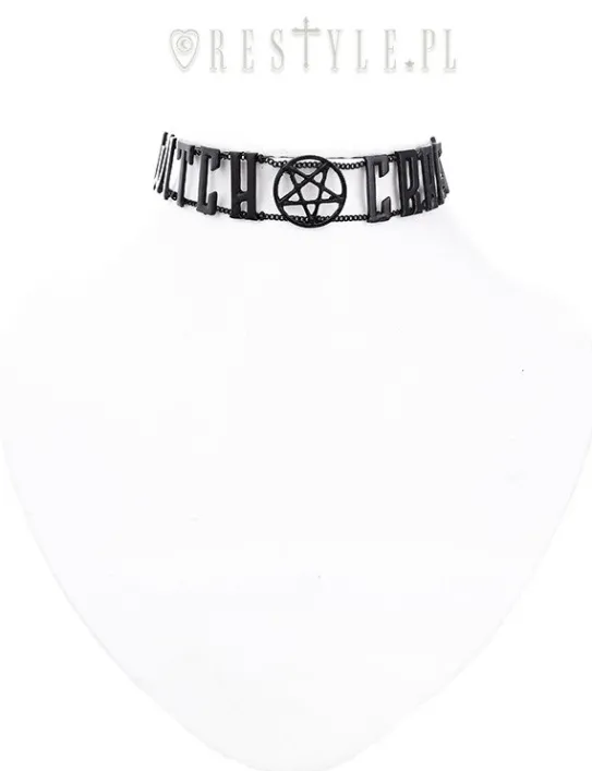 Gotycka obroża z napisem "WITCHCRAFT BLACK CHAIN COLLAR"-Restyle New