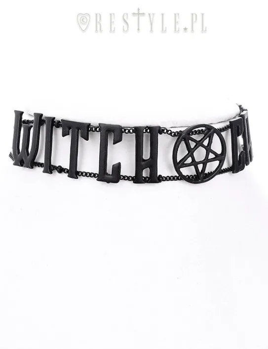 Gotycka obroża z napisem "WITCHCRAFT BLACK CHAIN COLLAR"-Restyle New