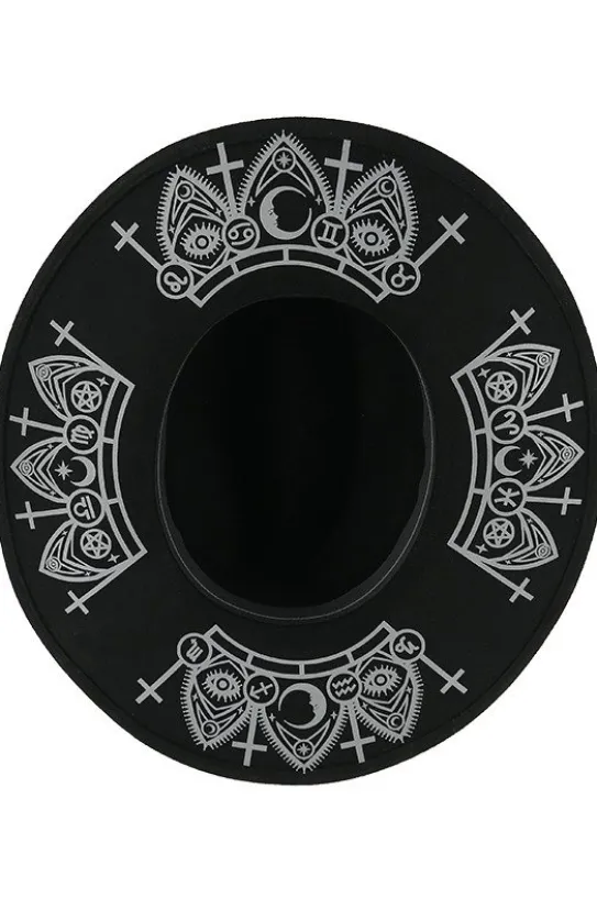 Gotycki Czarny kapelusz wełna FORTUNE TELLER szerokim rondem-Restyle Best