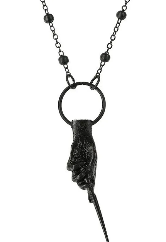 Gotycki czarny wisior różdżka wiedźmy MAGIC WAND-Restyle Sale