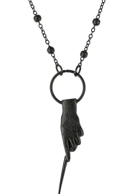 Gotycki czarny wisior różdżka wiedźmy MAGIC WAND-Restyle Sale