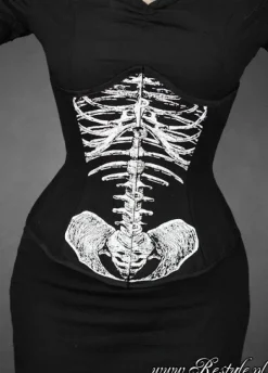 Gotycki gorset czarny szkielet, horror „SKELETON UNDERBUST”-Restyle Online