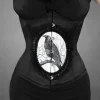 Gotycki gorset z krukiem, czarny underbust „DARK RAVEN”-Restyle New