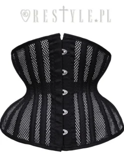 Gotycki gorset z siatki mocno modelujący "CU2 Black Mesh Underbust”-Restyle Outlet