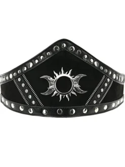 Gotycki Pasek na talię TRIPLE GODDESS zamszowy-Restyle Outlet