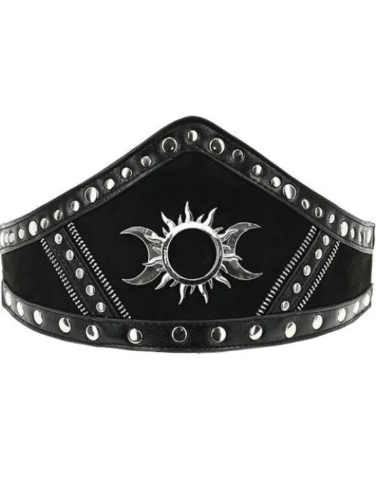 Gotycki Pasek na talię TRIPLE GODDESS zamszowy-Restyle Outlet