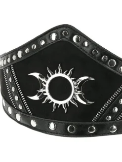 Gotycki Pasek na talię TRIPLE GODDESS zamszowy-Restyle Outlet