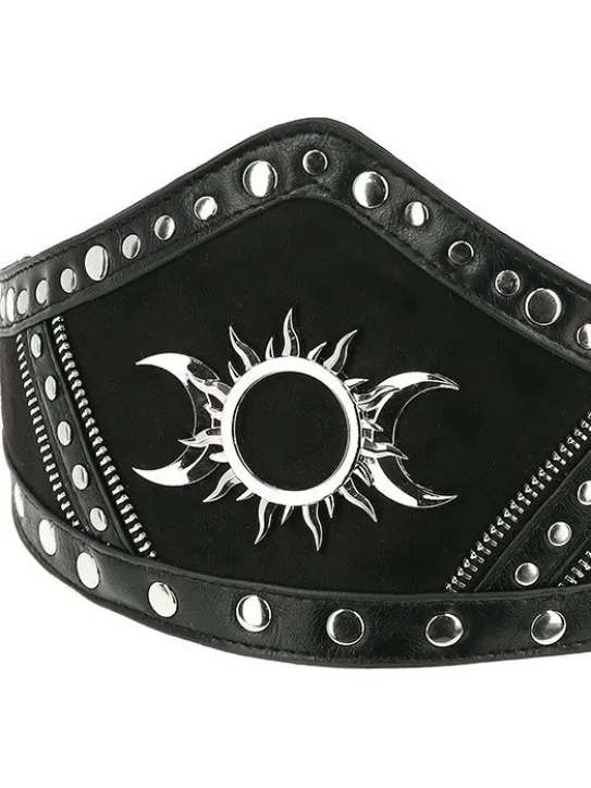 Gotycki Pasek na talię TRIPLE GODDESS zamszowy-Restyle Outlet