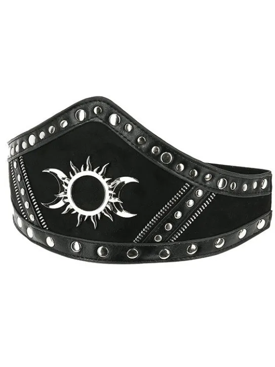 Gotycki Pasek na talię TRIPLE GODDESS zamszowy-Restyle Outlet