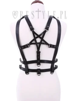 Gotycki Pasek na talię, uprząż , Czarny "PENTAGRAM HARNESS BELT"-Restyle Fashion