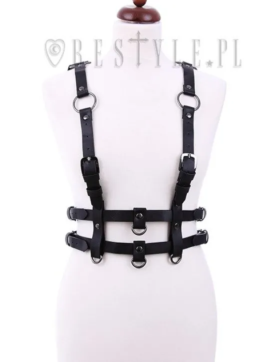 Gotycki Pasek na talię, uprząż , Czarny "PENTAGRAM HARNESS BELT"-Restyle Fashion