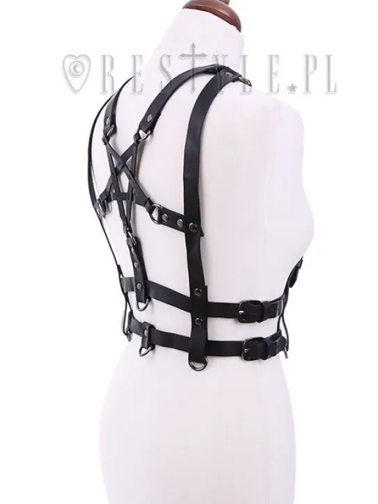 Gotycki Pasek na talię, uprząż , Czarny "PENTAGRAM HARNESS BELT"-Restyle Fashion