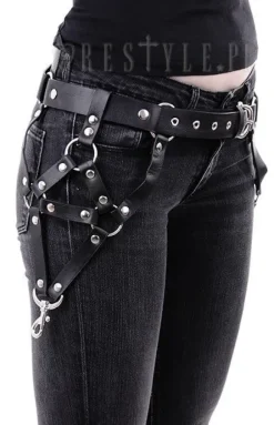 Gotycki Pasek uprząż , Czarny, O-ring, paski, karabińczyki "TRIANGLE BELT"-Restyle Outlet