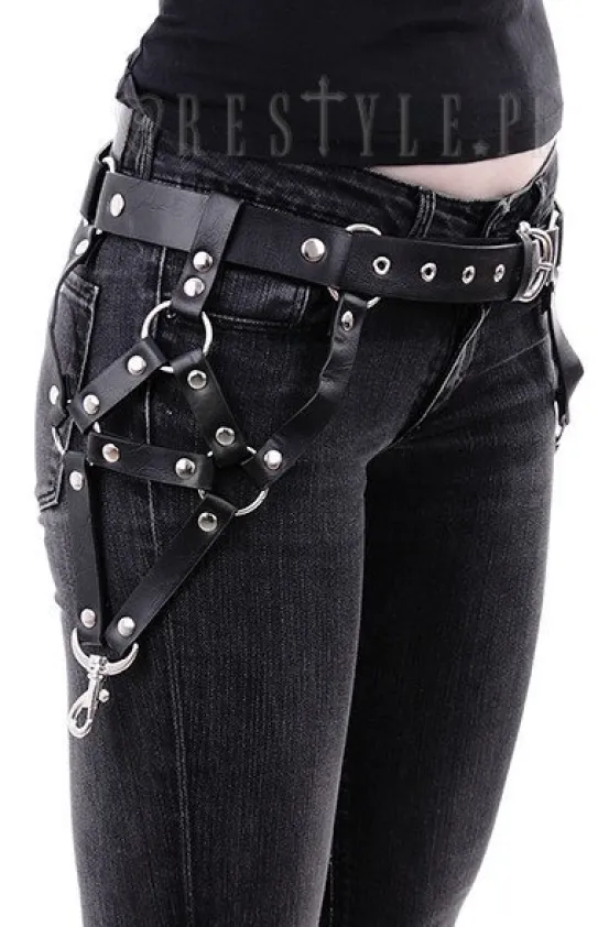 Gotycki Pasek uprząż , Czarny, O-ring, paski, karabińczyki "TRIANGLE BELT"-Restyle Outlet