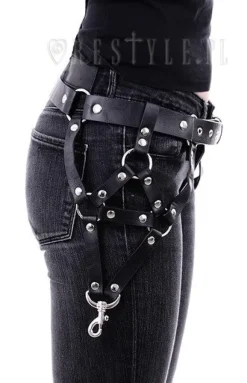 Gotycki Pasek uprząż , Czarny, O-ring, paski, karabińczyki "TRIANGLE BELT"-Restyle Outlet