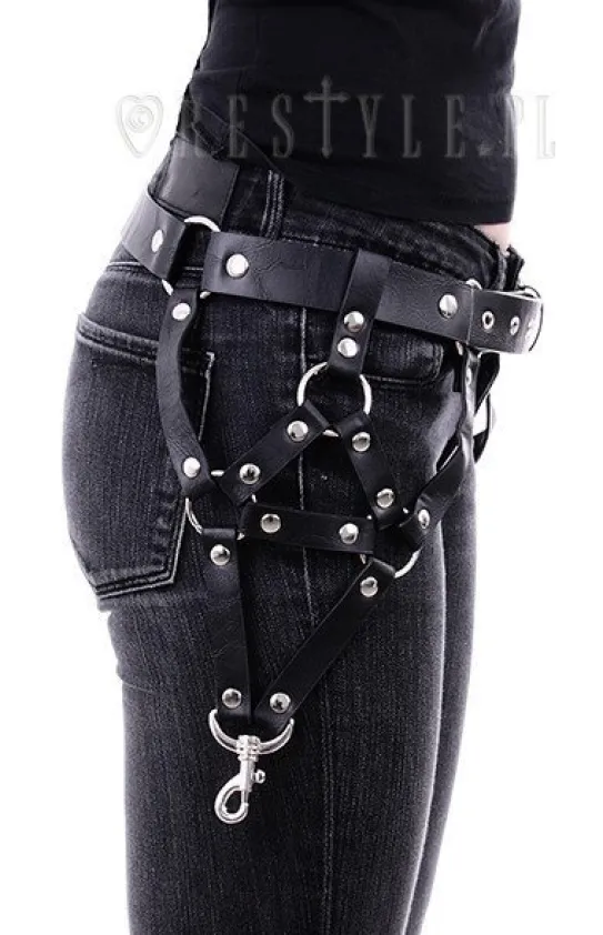 Gotycki Pasek uprząż , Czarny, O-ring, paski, karabińczyki "TRIANGLE BELT"-Restyle Outlet