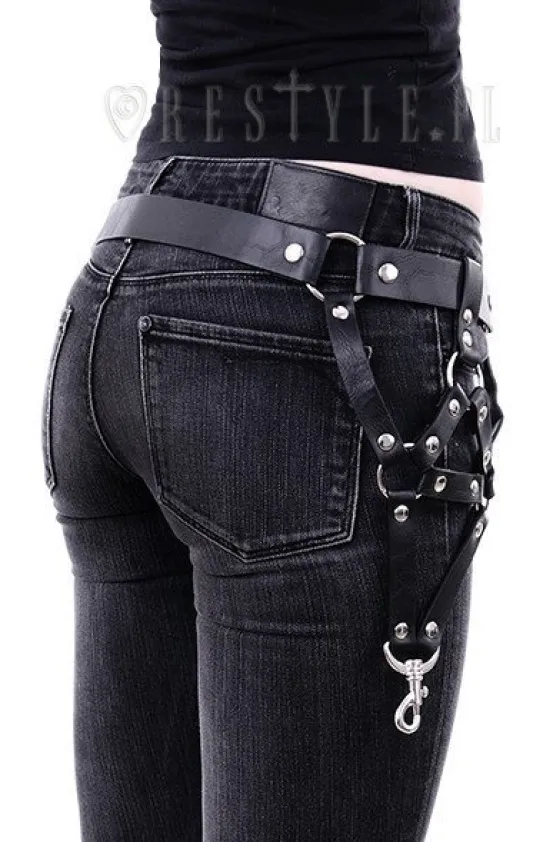 Gotycki Pasek uprząż , Czarny, O-ring, paski, karabińczyki "TRIANGLE BELT"-Restyle Outlet