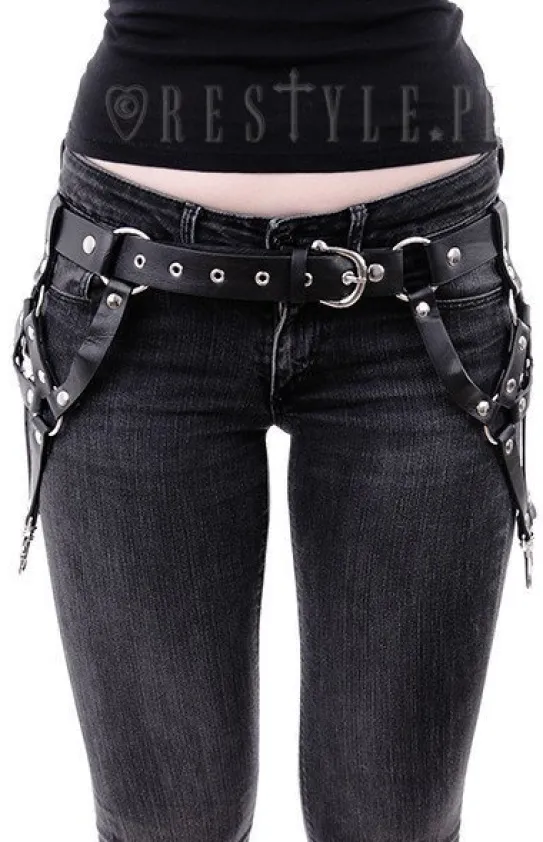 Gotycki Pasek uprząż , Czarny, O-ring, paski, karabińczyki "TRIANGLE BELT"-Restyle Outlet