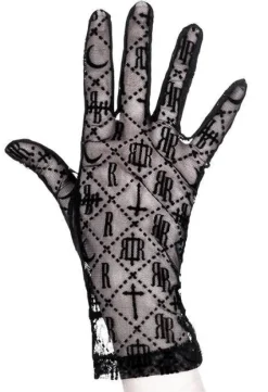Gotyckie czarne rękawiczki Luxurious Goth Monogram-Restyle Fashion
