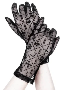 Gotyckie czarne rękawiczki Luxurious Goth Monogram-Restyle Fashion