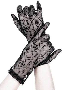 Gotyckie czarne rękawiczki Luxurious Goth Monogram-Restyle Fashion