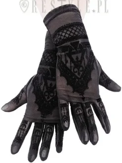 Gotyckie rękawiczki z siateczki z wzorem mehendi, księżyce