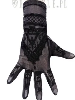 Gotyckie rękawiczki z siateczki z wzorem mehendi, księżyce