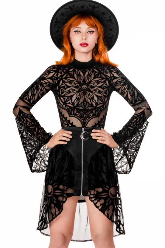 Grand Rose Floaty Skirt spódnica z siateczką i gotycką rozetą-Restyle Sale