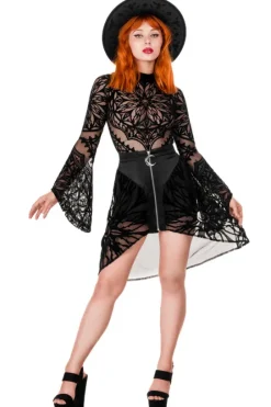 Grand Rose Floaty Skirt spódnica z siateczką i gotycką rozetą-Restyle Sale